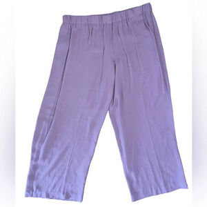 Eileen Fisher Georgette Crepe Wide Leg Pants Size Large Lagenlook Cropped Ankle